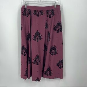 Modcloth Classic Majesty Flock Peacock Skirt plus size 3X burgundy black